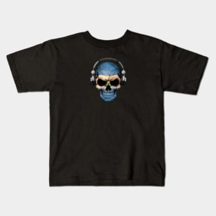 Dark Skull Deejay with El Salvador Flag Kids T-Shirt